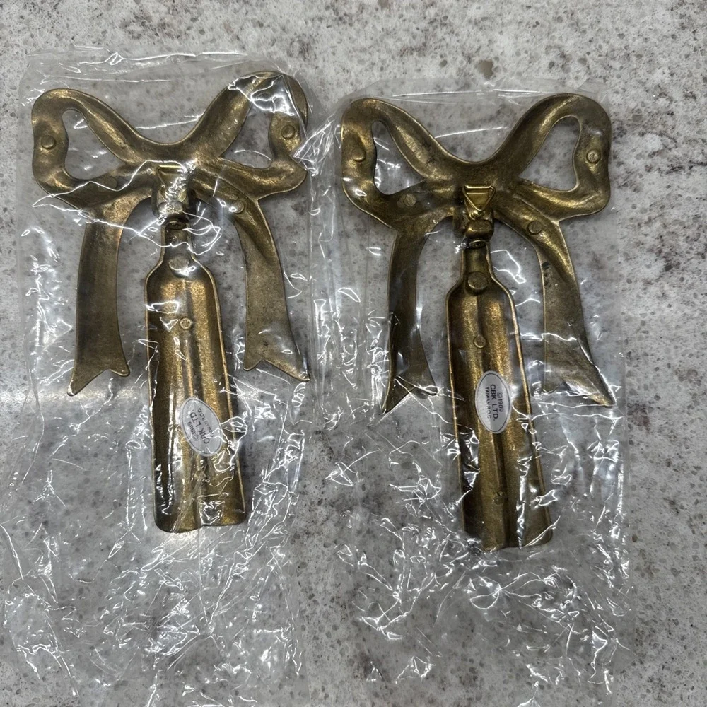 Lot of 2 Solid Brass Bow Tassel Wall Hanging 1989 CBK  6
